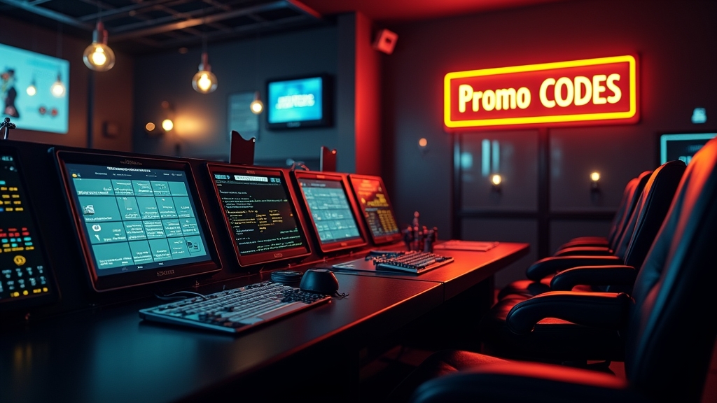 A casino terminal displaying a promo code and campaign label