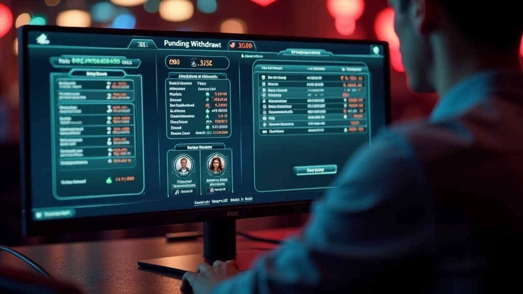Casino cashier showing pending withdrawal alerts and account check icons