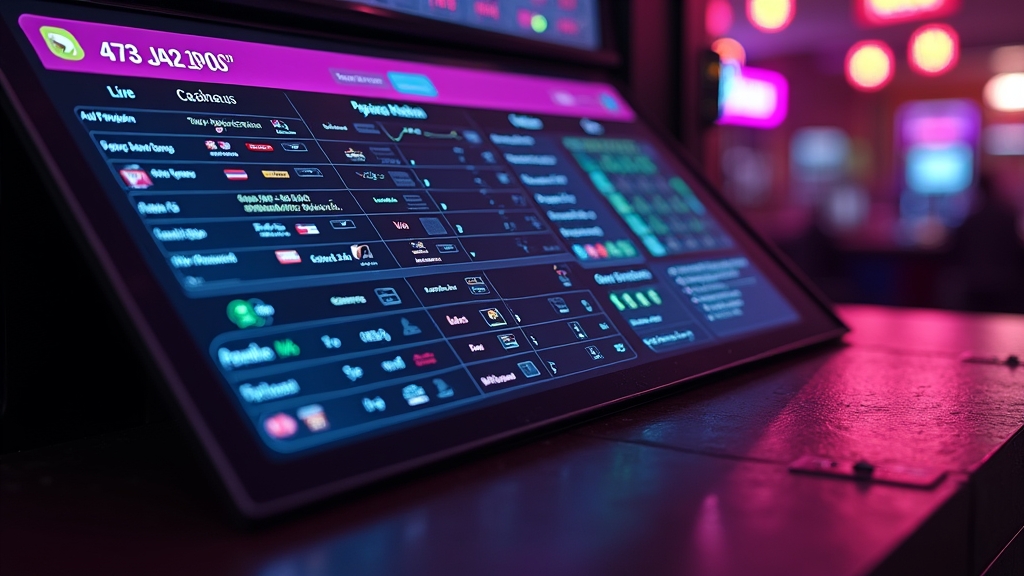 Casino cashier dashboard comparing payment methods
