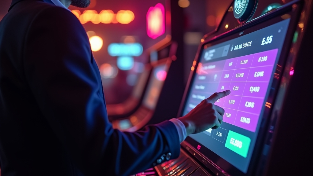 Player entering deposit details on a glowing casino cashier screen