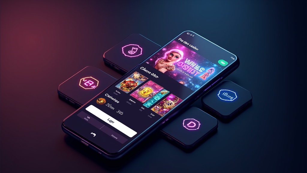 Mobile casino app interface with clear menus and game tiles on a smartphone