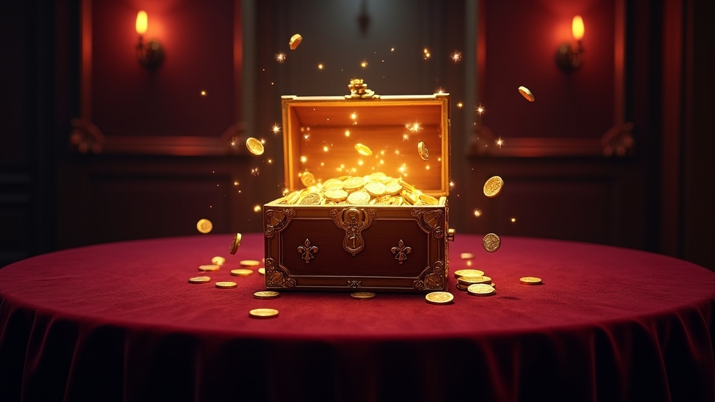 A glowing treasure box revealing extra casino rewards